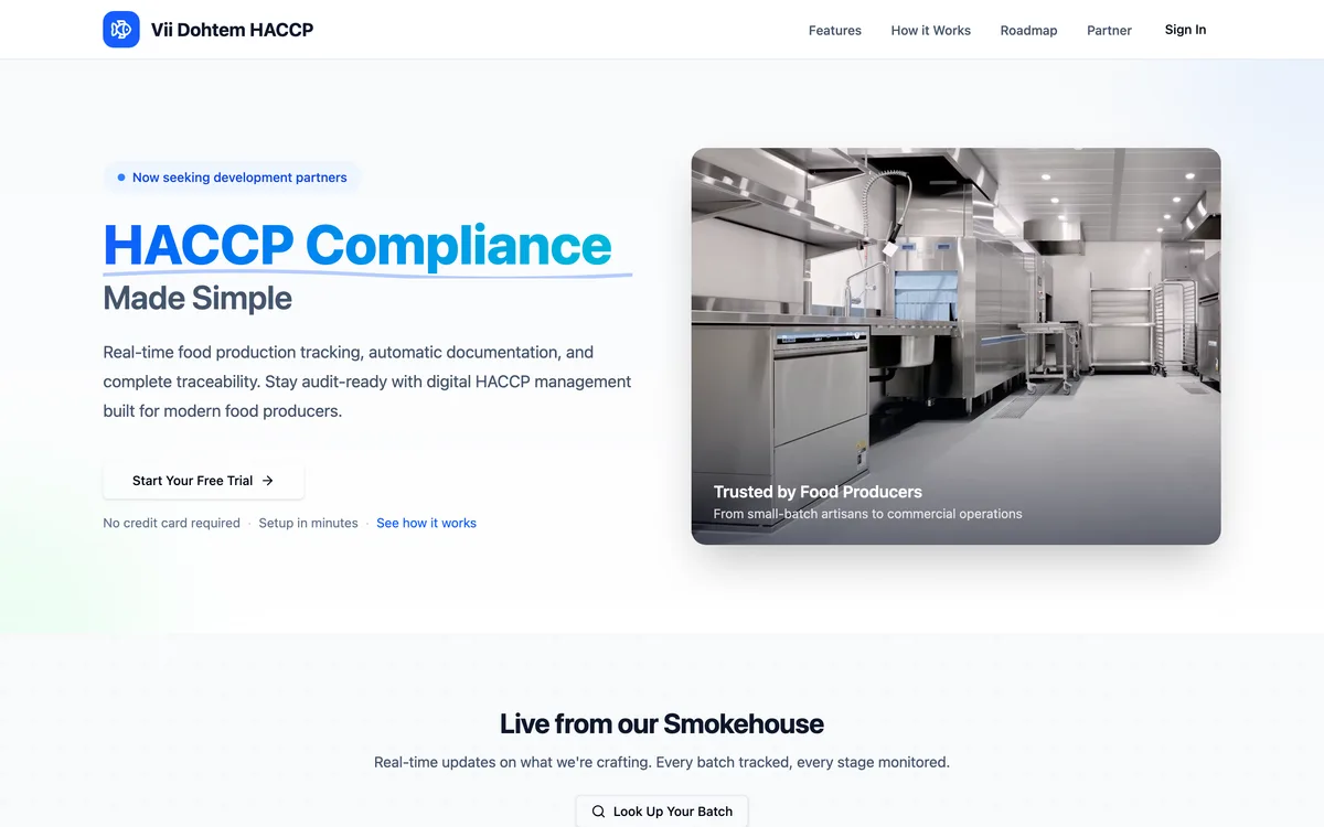 HACCP Compliance Digital food-safety and traceability system screenshot
